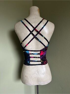 POP Fit Black Crop Top with Neon Paint-Splash Print